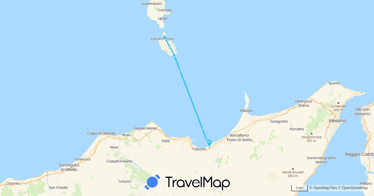 TravelMap itinerary: boat in Italy (Europe)